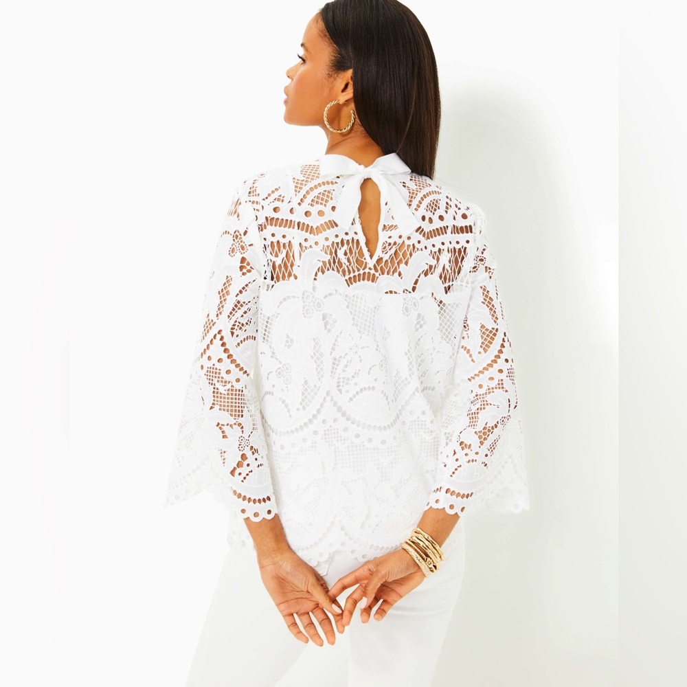 Lilly Pulitzer Oaklynn Tunic - Resort White Palms In Paradise Lace - Picture 2 of 12